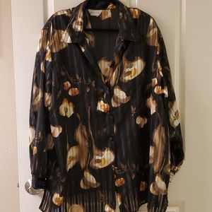 Sheer floral print blouse